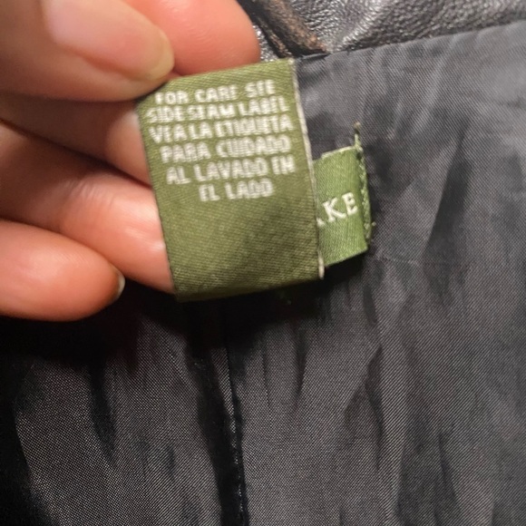 Mountain Lake Faux Leather Jacket Sz L Black with distressed Brown Trimmings - Picture 3 of 6